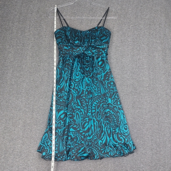 RUBY ROX WOMENS VINTAGE Y2K TEAL BLUE BLACK FLORAL HOMECOMING DANCE DRESS SZ M - Picture 4 of 9